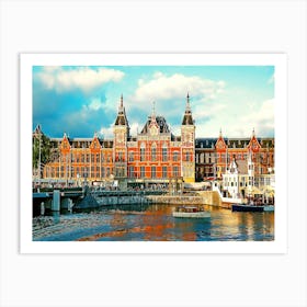 Evening Light Shining On The Station Amsterdam Centraal Art Print