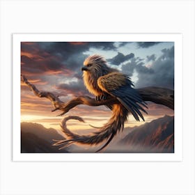 Lion-Bird at Dawn Fantasy Art Print