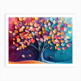 Colorful Tree With Leaves On Hanging Branches 10 Art Print