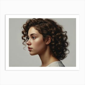 Portrait Of A Woman With Curly Hair Art Print