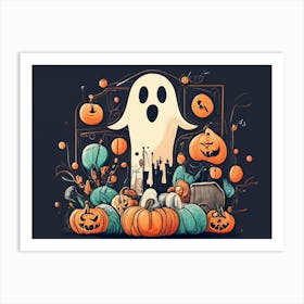 Ghost halloween painitng 03 Art Print