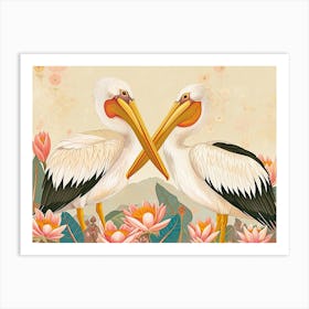 Floral Animal Illustration Pelican 4 Art Print