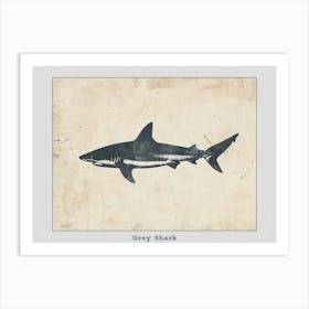 Grey Shark Silhouette 8 Poster Art Print