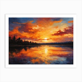 Serene Sunset Lake Art Print