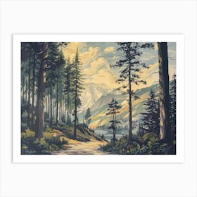 Vintage Retro Woods 6 Art Print