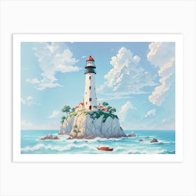 Lighthouse in the Ocean Art Print