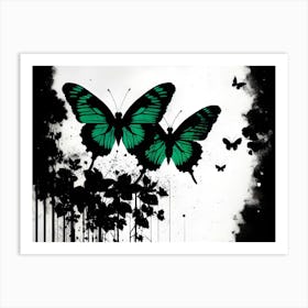 Green Butterflies Art Print