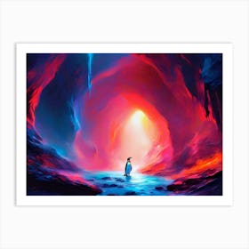 Penguin In The Cave Art Print