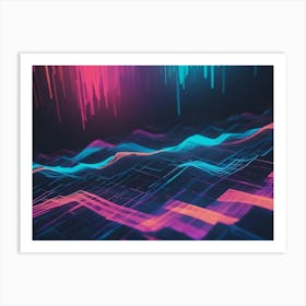 Abstract Image Of A Series Of Colorful Lines Forming A Wave Like Pattern On A Dark Background Art Print