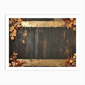 A Vintage Thanksgiving Themed Backdrop Illustrating The Fusion Of Rustic Material And Luxurious Ant (4) Art Print