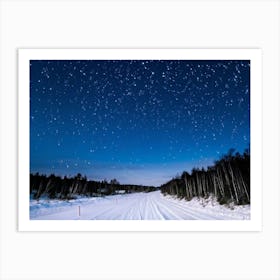 A Majestic Snowy Landscape Of Scandinavia Covering The Background Frost Covered Ground Resting Un Art Print