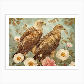 Floral Animal Illustration Eagle 1 Art Print