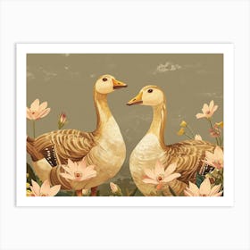 Floral Animal Illustration Goose 2 Art Print