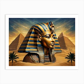 Pharaoh And Pyramids Art Print