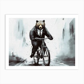 Bear Riding A Bike Art Print