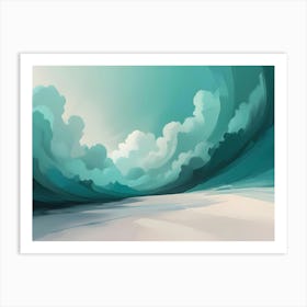 A Digital Painting Of A Landscape With Green Clouds And A White Ground Art Print