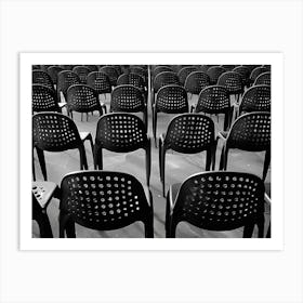 Black And White Image Of Empty Chairs 2 Art Print