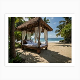 Bed On The Beach Art Print