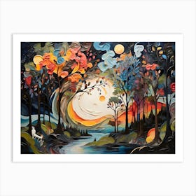 Sunset In The Forest Art Print