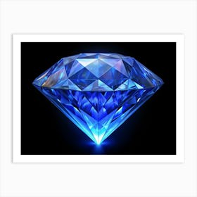 Shiny Blue Diamond On A Black Background Art Print