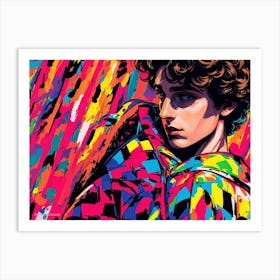 Neon Nostalgia: Timothée in Lichtenstein's Luminescence Art Print