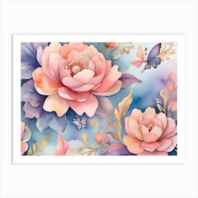 Peony Flower Painting Art Print