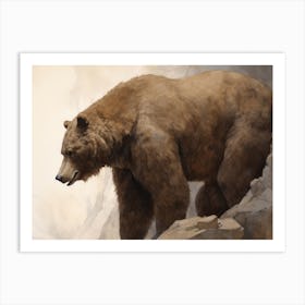 Grizzly Bear Vintage Painting Art Print