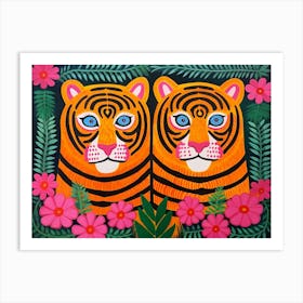 Bengal Tiger 3 Folk Style Animal Illustration Art Print