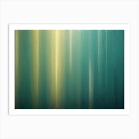 A Vertical Image Of A Green And Yellow Abstract Background, With Vertical Lines Of Light And A Subtle, Grainy Texture Art Print