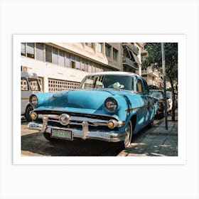 Old Blue Car In Athens Art Print