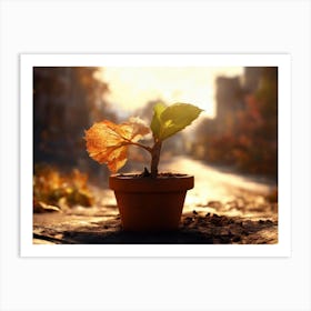 Autumn Leaves In A Pot Art Print