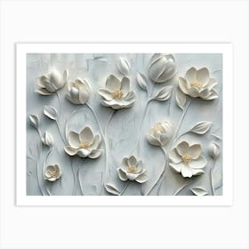 This Is A Simple Floral Painting On A Light Gray 3d Art Print