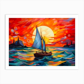 Transfixing Fauvist Boat Journey Art Print