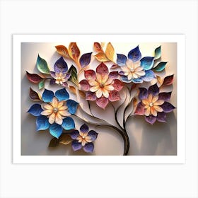 Blossoming 3d Floral Artistry Leaves Flowers Póster