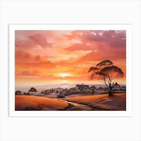 Sunset In The Country paintings art print Art Print