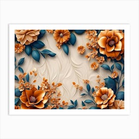 3d High Decoration Background Art, 3d Art Design With Floral 1 Art Print