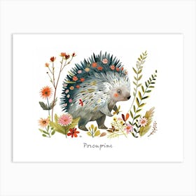 Little Floral Porcupine 2 Poster Art Print