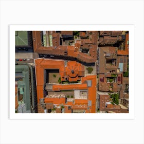 Top down view of the catholic church and european old town. Novara, Italy, Piedmont. Church in Italy. Art Print
