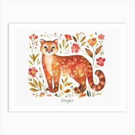 Little Floral Cougar 1 Poster Art Print