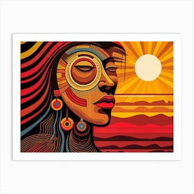 Abstract Illustration Of A Woman And The Cosmos 58 Art Print