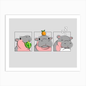 Eat, Play, Repeat Hippo Art Print