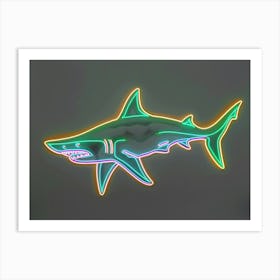 Green Scalloped Hammerhead Neon Shark 5 Art Print