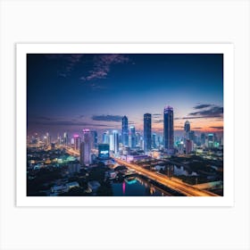 Bangkok Cityscape Set In The Distant Future Where Multiple High Tech Gadgets And Advanced Machinery (3) Art Print