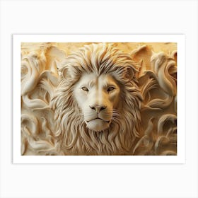 Lion Head Carving Art Print