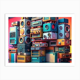 Stack Of Retro Audio Equipment Art Print