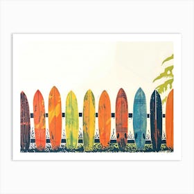 Surfboards On Fence Art Print