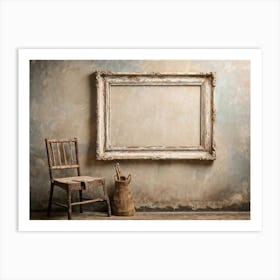 Vintage Textured Cardboard Frame Holding An Artistic Design Edges Worn And Gently Curling Patina O (3) Art Print