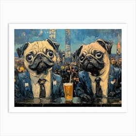 Gentleman Pugs At Nyc Rooftop Bar 6 Art Print