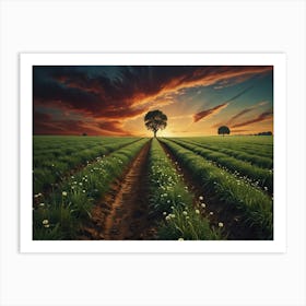 Sunset In The Field Art Print