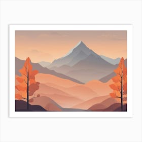 Misty mountains horizontal background in orange tone 42 Art Print